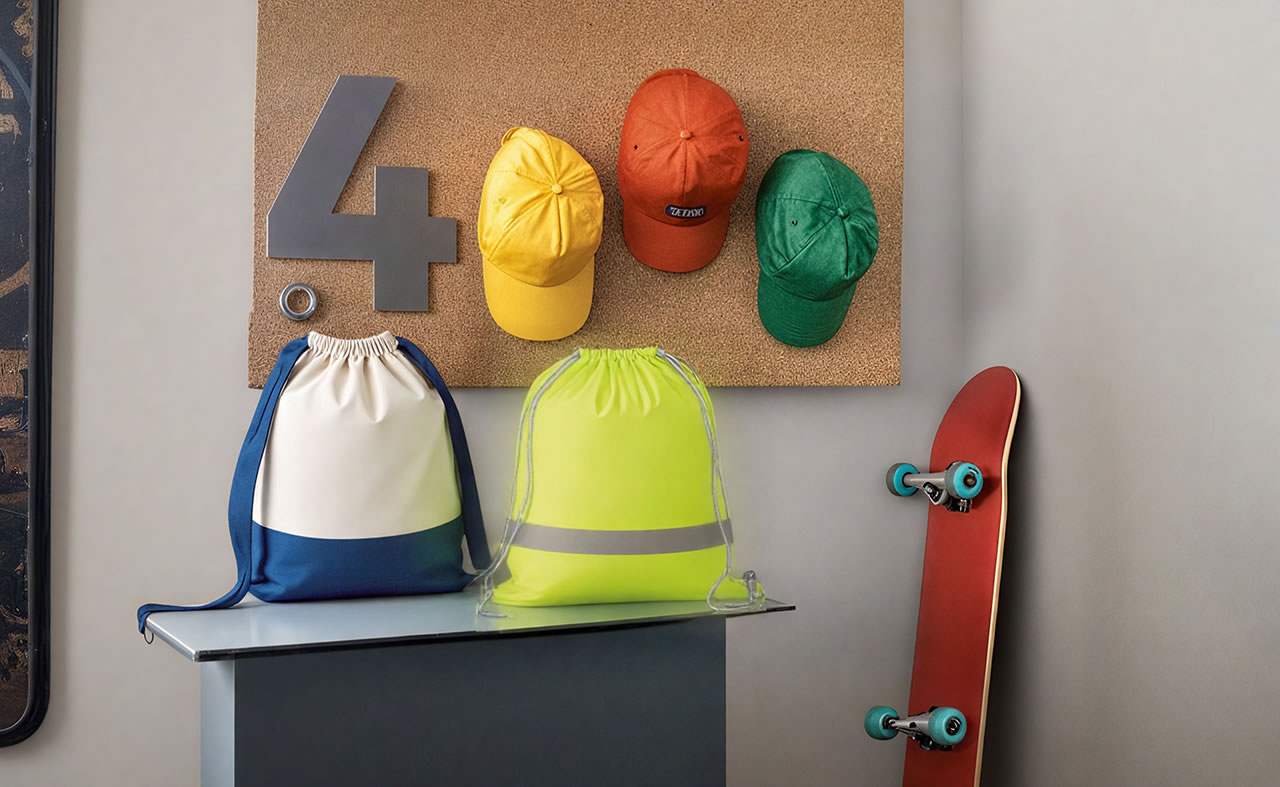 custom drawstring bags and caps